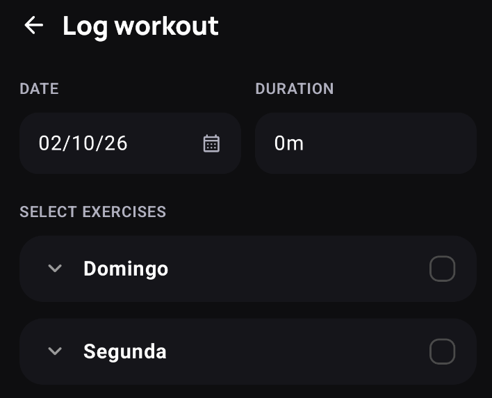 Workout history widget, second variant